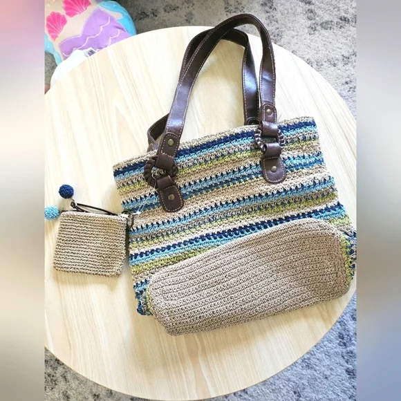 White Stag Stiped Women's Chic Crochet purse-shoulder-bags. - Picture 2 of 11